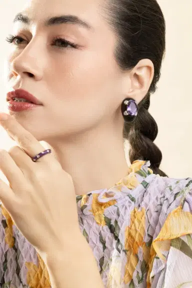 ANDREOLI Diamond Amethyst Black Earrings | Thumbnail 4 ANDREOLI Diamond Amethyst Black Earrings | Thumbnail 4