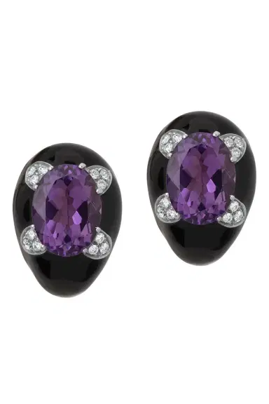 ANDREOLI Diamond Amethyst Black Earrings | Thumbnail 1 ANDREOLI Diamond Amethyst Black Earrings | Thumbnail 1