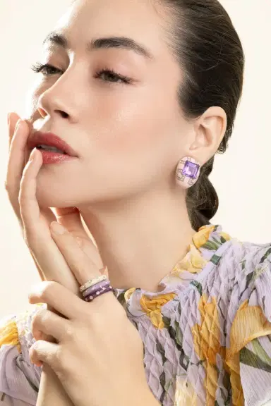 ANDREOLI Diamond Amethyst Pink Earrings | Thumbnail 4 ANDREOLI Diamond Amethyst Pink Earrings | Thumbnail 4