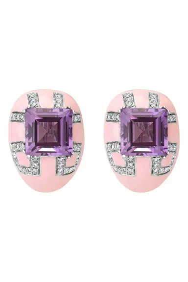 ANDREOLI Diamond Amethyst Pink Earrings | Thumbnail 1 ANDREOLI Diamond Amethyst Pink Earrings | Thumbnail 1