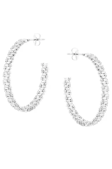 Suzanne Kalan Diamond Baguette Hoops - 45m | Thumbnail 1 Suzanne Kalan Diamond Baguette Hoops - 45m | Thumbnail 1