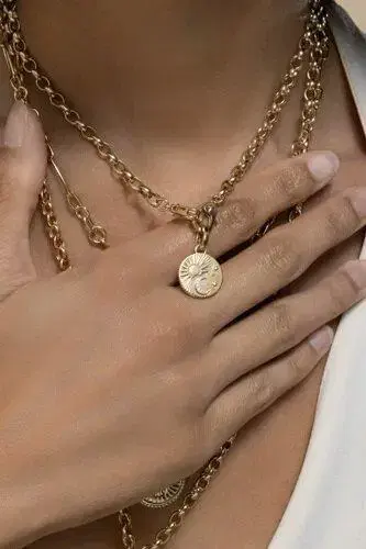 Foundrae Diamond Balance Baby Medallion - Yellow Gold | Thumbnail 3 Foundrae Diamond Balance Baby Medallion - Yellow Gold | Thumbnail 3