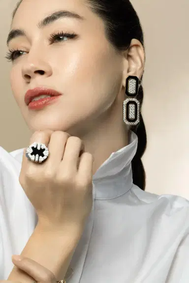 DAVID WEBB Diamond Black Tuxedo Earrings | Thumbnail 4 DAVID WEBB Diamond Black Tuxedo Earrings | Thumbnail 4