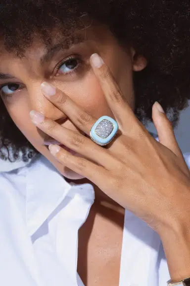 DAVID WEBB Diamond Blue Cabana Ring | Thumbnail 2 DAVID WEBB Diamond Blue Cabana Ring | Thumbnail 2