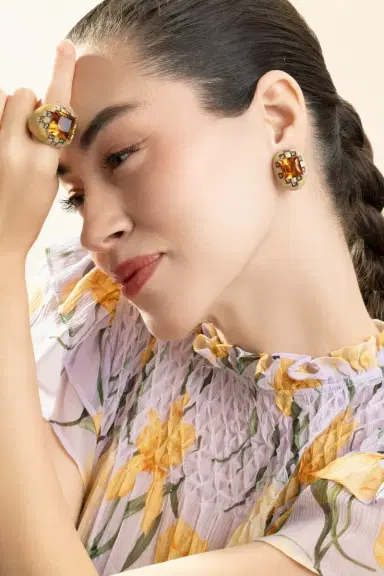 ANDREOLI Diamond Citrine Square Earrings | Thumbnail 3 ANDREOLI Diamond Citrine Square Earrings | Thumbnail 3