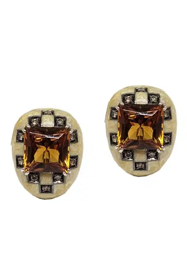 ANDREOLI Diamond Citrine Square Earrings | Thumbnail 1 ANDREOLI Diamond Citrine Square Earrings | Thumbnail 1
