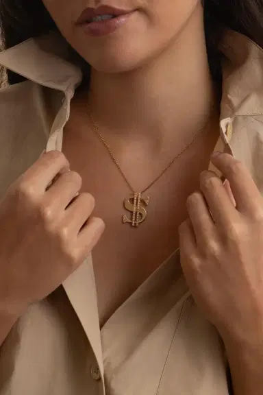 STEFERE Diamond Dollar Sign Necklace | Thumbnail 2 STEFERE Diamond Dollar Sign Necklace | Thumbnail 2