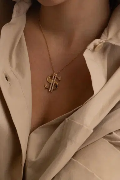 STEFERE Diamond Dollar Sign Necklace | Thumbnail 3 STEFERE Diamond Dollar Sign Necklace | Thumbnail 3