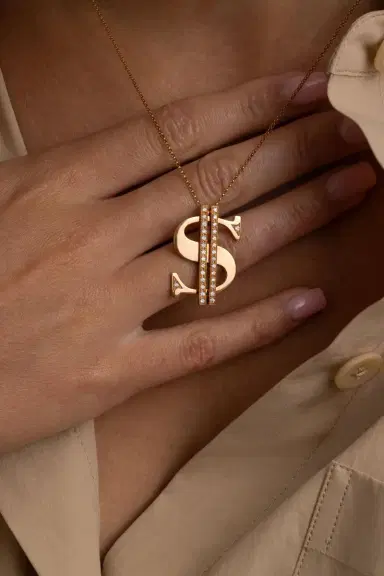 STEFERE Diamond Dollar Sign Necklace | Thumbnail 4 STEFERE Diamond Dollar Sign Necklace | Thumbnail 4