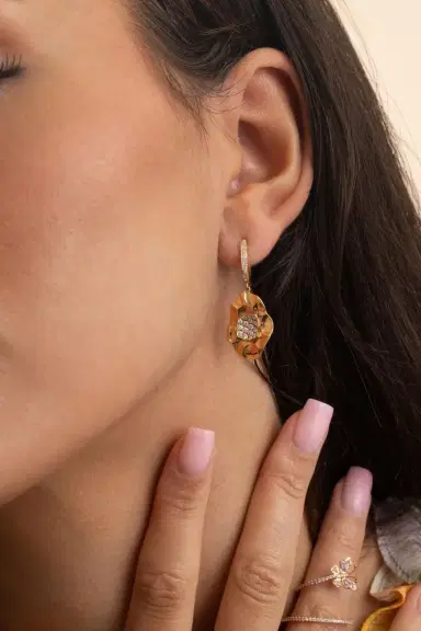 STEFERE Diamond Drop Circle Hoop Earrings | Thumbnail 4 STEFERE Diamond Drop Circle Hoop Earrings | Thumbnail 4