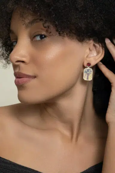 Silvia Furmanovich Diamond Garnet Egypt Miniature Painting Earrings | Thumbnail 4 Silvia Furmanovich Diamond Garnet Egypt Miniature Painting Earrings | Thumbnail 4