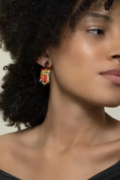 Silvia Furmanovich Diamond Grenade Kashmir Print Marquetry Earrings | Thumbnail 3 Silvia Furmanovich Diamond Grenade Kashmir Print Marquetry Earrings | Thumbnail 3