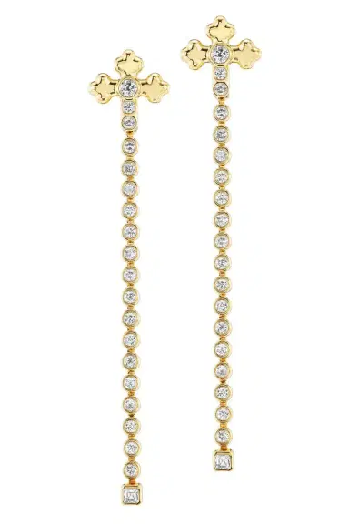 Uniform Object Diamond Large Cross Huggie Earrings | Thumbnail 1 Uniform Object Diamond Large Cross Huggie Earrings | Thumbnail 1