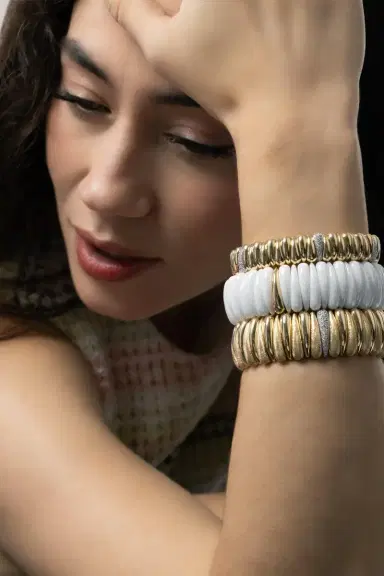 ROBERTO DEMEGLIO Diamond Link Shiny Matte Ceramic Artiglio Stretch Bracelet | Thumbnail 2 ROBERTO DEMEGLIO Diamond Link Shiny Matte Ceramic Artiglio Stretch Bracelet | Thumbnail 2
