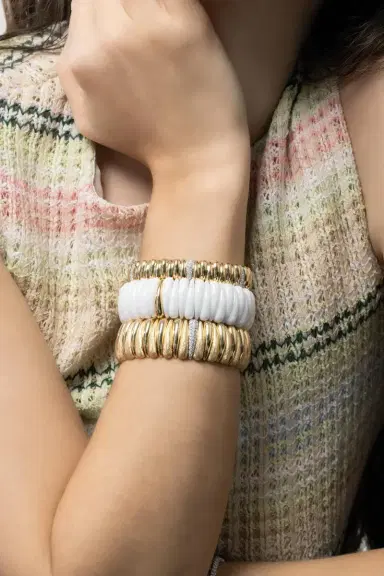 ROBERTO DEMEGLIO Diamond Link Shiny Matte Ceramic Artiglio Stretch Bracelet | Thumbnail 3 ROBERTO DEMEGLIO Diamond Link Shiny Matte Ceramic Artiglio Stretch Bracelet | Thumbnail 3