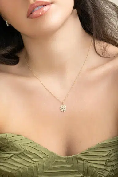 Sydney Evan Diamond Monstera Leaf Necklace | Thumbnail 4 Sydney Evan Diamond Monstera Leaf Necklace | Thumbnail 4