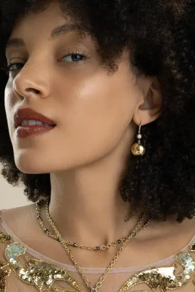 Sylva & Cie Diamond Old European Caviar Ball Earrings | Thumbnail 4 Sylva & Cie Diamond Old European Caviar Ball Earrings | Thumbnail 4
