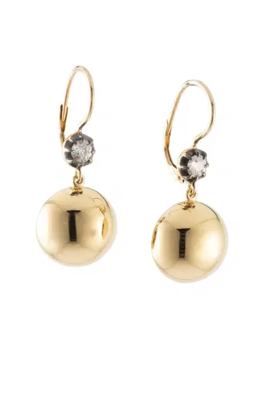 Sylva & Cie Diamond Old European Caviar Ball Earrings | Thumbnail 1 Sylva & Cie Diamond Old European Caviar Ball Earrings | Thumbnail 1