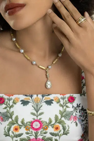 Sylva & Cie Diamond Old Europen Pear Pendant | Thumbnail 2 Sylva & Cie Diamond Old Europen Pear Pendant | Thumbnail 2