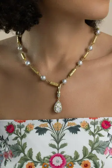 Sylva & Cie Diamond Old Europen Pear Pendant | Thumbnail 4 Sylva & Cie Diamond Old Europen Pear Pendant | Thumbnail 4