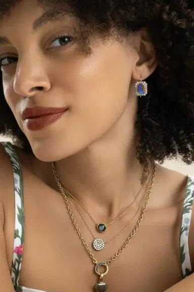 Sylva & Cie Diamond Opal Renee Earrings | Thumbnail 2 Sylva & Cie Diamond Opal Renee Earrings | Thumbnail 2