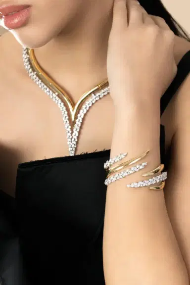 YEPREM Diamond Open Wrap Cuff Bracelet | Thumbnail 3 YEPREM Diamond Open Wrap Cuff Bracelet | Thumbnail 3