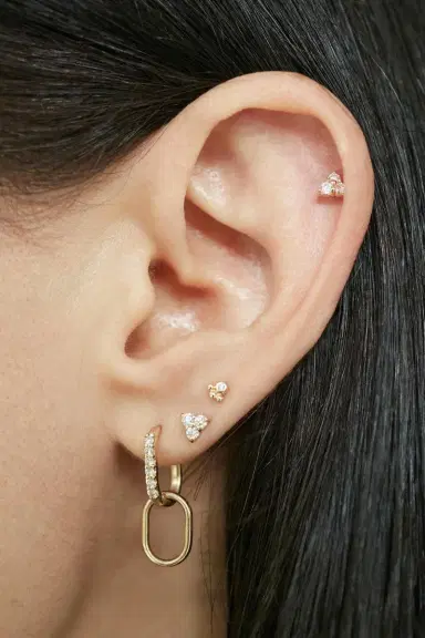 Anzie Diamond Pavé Paper Clip Classique Double Hoop Earrings | Thumbnail 2 Anzie Diamond Pavé Paper Clip Classique Double Hoop Earrings | Thumbnail 2