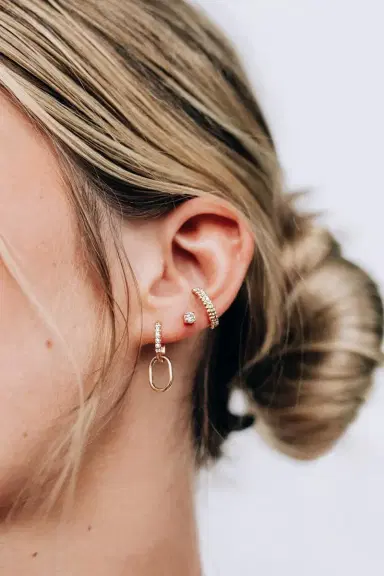 Anzie Diamond Pavé Paper Clip Classique Double Hoop Earrings | Thumbnail 3 Anzie Diamond Pavé Paper Clip Classique Double Hoop Earrings | Thumbnail 3