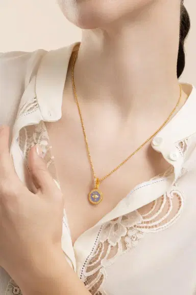 BUDDHA MAMA Diamond Periwinkle Evil Eye Pendant | Thumbnail 3 BUDDHA MAMA Diamond Periwinkle Evil Eye Pendant | Thumbnail 3