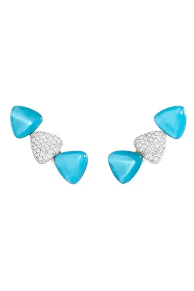 Vhernier Diamond Rock Crystal Turquoise Earrings | Thumbnail 1 Vhernier Diamond Rock Crystal Turquoise Earrings | Thumbnail 1
