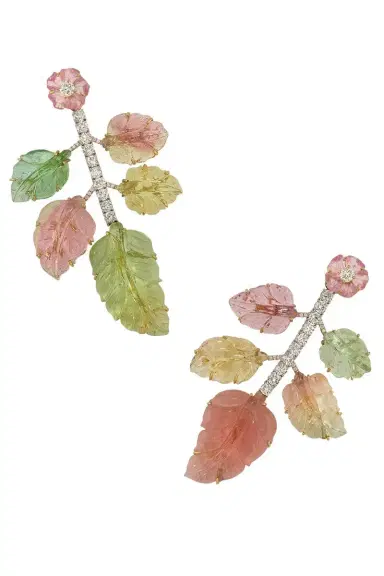 IRENE NEUWIRTH JEWELRY Diamond Tourmaline Flower Leaves Earrings | Thumbnail 1 IRENE NEUWIRTH JEWELRY Diamond Tourmaline Flower Leaves Earrings | Thumbnail 1