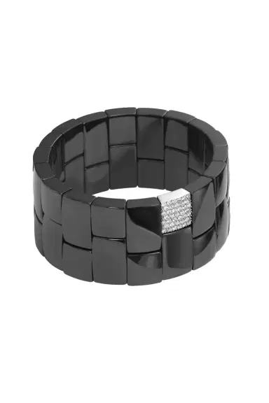 ROBERTO DEMEGLIO Domino 2 Row Black Ceramic Stretch Bracelet | Thumbnail 1 ROBERTO DEMEGLIO Domino 2 Row Black Ceramic Stretch Bracelet | Thumbnail 1