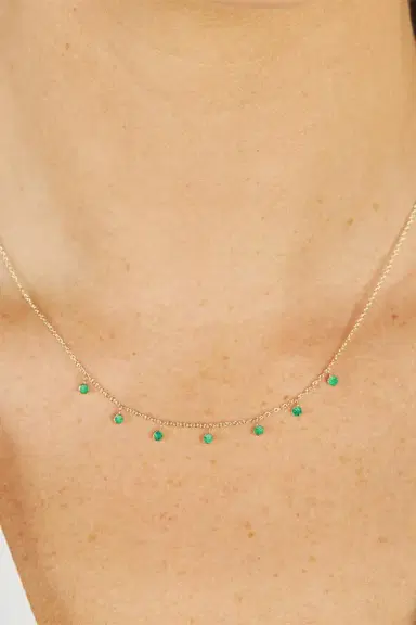 Jennifer Meyer Emerald 7 Mini Bezel Dangle Necklace | Thumbnail 2 Jennifer Meyer Emerald 7 Mini Bezel Dangle Necklace | Thumbnail 2
