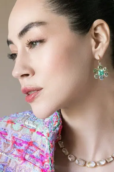 IRENE NEUWIRTH JEWELRY Emerald Aquamarine Gemmy Gem Earrings | Thumbnail 2 IRENE NEUWIRTH JEWELRY Emerald Aquamarine Gemmy Gem Earrings | Thumbnail 2