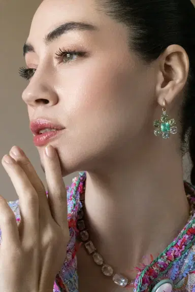 IRENE NEUWIRTH JEWELRY Emerald Aquamarine Gemmy Gem Earrings | Thumbnail 4 IRENE NEUWIRTH JEWELRY Emerald Aquamarine Gemmy Gem Earrings | Thumbnail 4