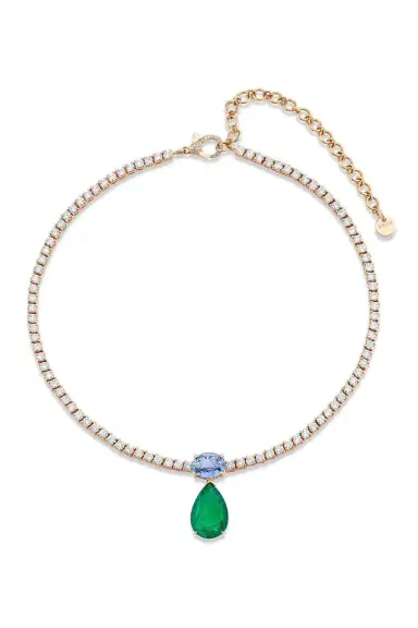 SHAY JEWELRY Emerald Blue Sapphire Diamond Drop Tennis Necklace | Thumbnail 1 SHAY JEWELRY Emerald Blue Sapphire Diamond Drop Tennis Necklace | Thumbnail 1