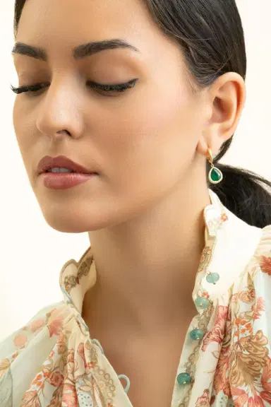 Octavia Elizabeth Emerald Pear Hidden Gems Earrings | Thumbnail 2 Octavia Elizabeth Emerald Pear Hidden Gems Earrings | Thumbnail 2