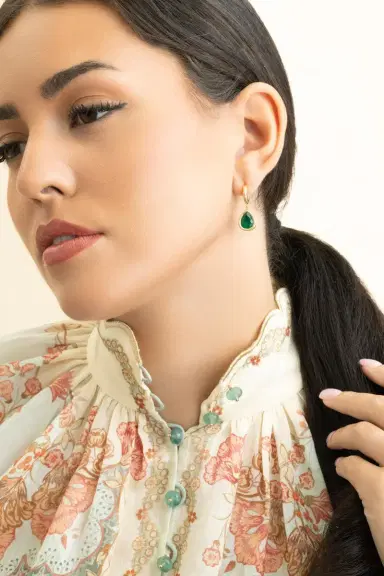 Octavia Elizabeth Emerald Pear Hidden Gems Earrings | Thumbnail 3 Octavia Elizabeth Emerald Pear Hidden Gems Earrings | Thumbnail 3