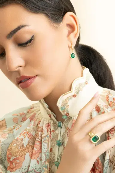 Octavia Elizabeth Emerald Pear Hidden Gems Earrings | Thumbnail 4 Octavia Elizabeth Emerald Pear Hidden Gems Earrings | Thumbnail 4