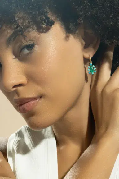 IRENE NEUWIRTH JEWELRY Emerald Turquoise Floret Gemmy Gem Earrings | Thumbnail 2 IRENE NEUWIRTH JEWELRY Emerald Turquoise Floret Gemmy Gem Earrings | Thumbnail 2