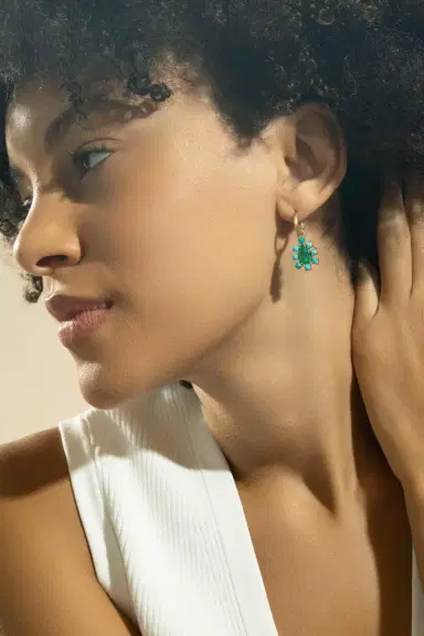 IRENE NEUWIRTH JEWELRY Emerald Turquoise Floret Gemmy Gem Earrings | Thumbnail 3 IRENE NEUWIRTH JEWELRY Emerald Turquoise Floret Gemmy Gem Earrings | Thumbnail 3