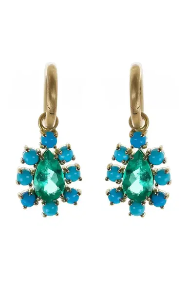 IRENE NEUWIRTH JEWELRY Emerald Turquoise Floret Gemmy Gem Earrings | Thumbnail 1 IRENE NEUWIRTH JEWELRY Emerald Turquoise Floret Gemmy Gem Earrings | Thumbnail 1