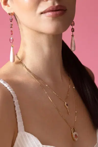 Jacquie Aiche Five Prong Pink Droplet Stud Earrings | Thumbnail 2 Jacquie Aiche Five Prong Pink Droplet Stud Earrings | Thumbnail 2