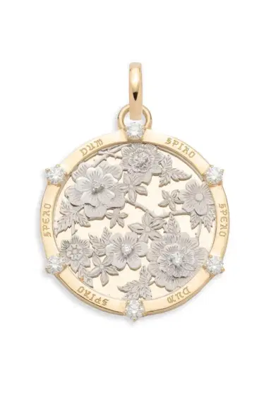 Foundrae Floral Screen Resilience Large Medallion - Yellow Gold | Thumbnail 1 Foundrae Floral Screen Resilience Large Medallion - Yellow Gold | Thumbnail 1