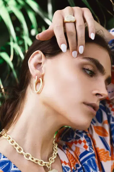 Carolina Bucci Florentine Finish Oval Huggy Earrings | Thumbnail 2 Carolina Bucci Florentine Finish Oval Huggy Earrings | Thumbnail 2