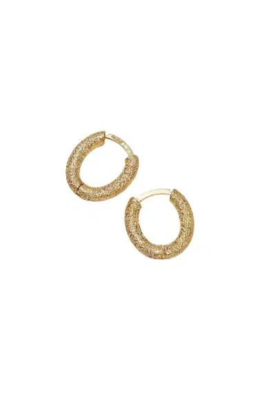 Carolina Bucci Florentine Finish Oval Huggy Earrings | Thumbnail 1 Carolina Bucci Florentine Finish Oval Huggy Earrings | Thumbnail 1