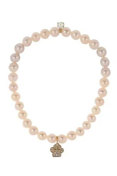 Sydney Evan Freshwater Pearl Small Paw Charm Bracelet | Thumbnail 1 Sydney Evan Freshwater Pearl Small Paw Charm Bracelet | Thumbnail 1