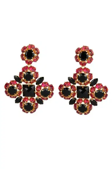 BOUNKIT JEWELRY Fuchsia Black Quartz Ariadne Earrings | Thumbnail 1 BOUNKIT JEWELRY Fuchsia Black Quartz Ariadne Earrings | Thumbnail 1