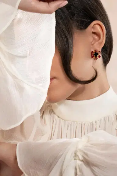 BOUNKIT JEWELRY Fuchsia Quartz Onyx Gaiana Stud Earrings | Thumbnail 3 BOUNKIT JEWELRY Fuchsia Quartz Onyx Gaiana Stud Earrings | Thumbnail 3
