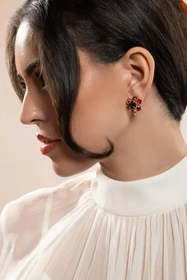 BOUNKIT JEWELRY Fuchsia Quartz Onyx Gaiana Stud Earrings | Thumbnail 4 BOUNKIT JEWELRY Fuchsia Quartz Onyx Gaiana Stud Earrings | Thumbnail 4